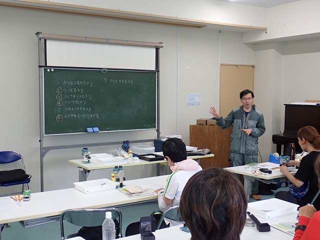 顕微鏡で粘菌を観察