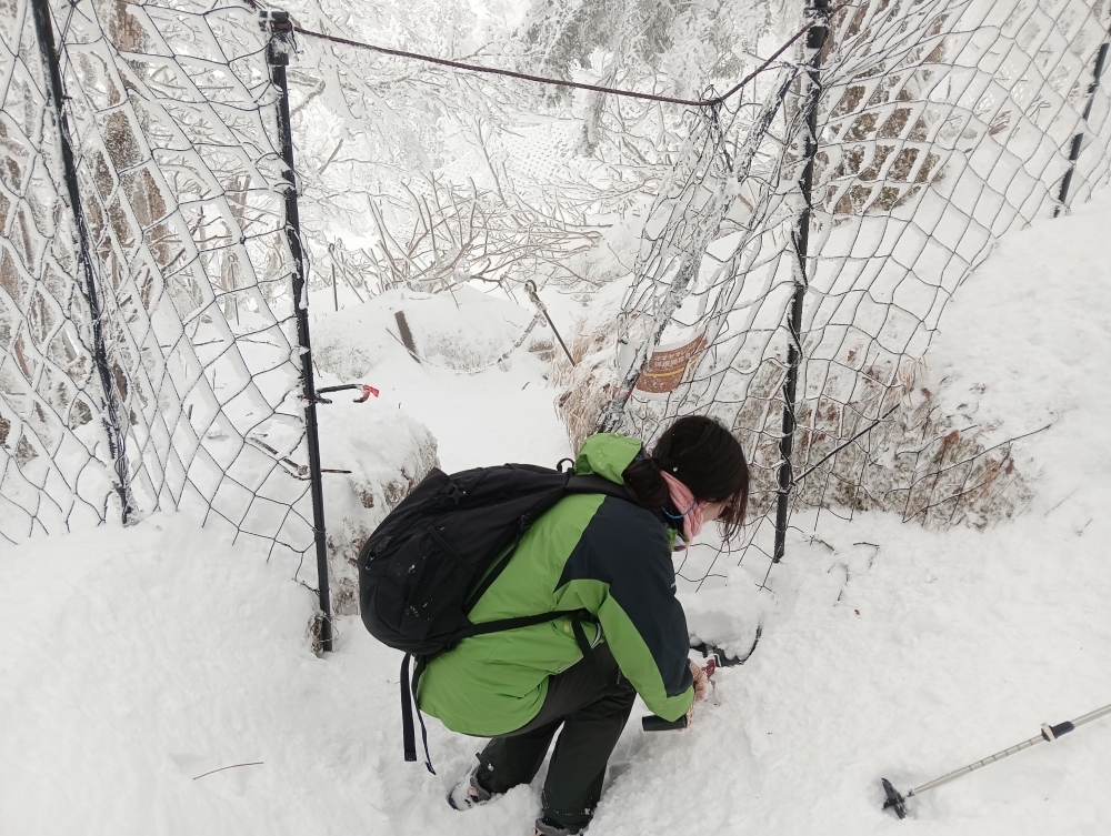 雪かきをしているレンジャー