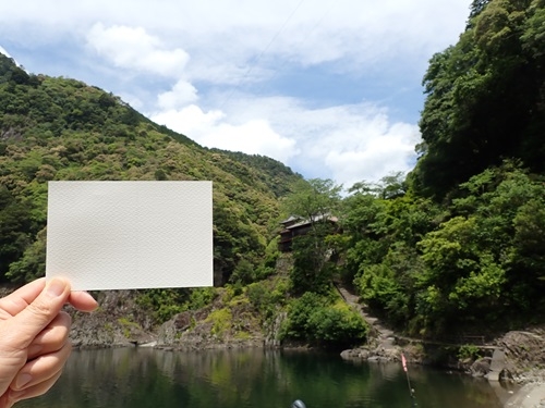 瀞峡の風景と描画用ハガキ